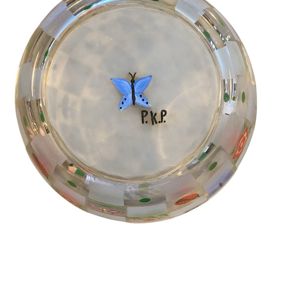 Lenox Crystal Hand painted Natures Splendor Crystal Floral & Dragonfly Bowl - Picture 5 of 12